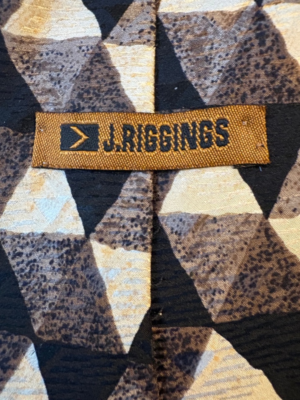 Vintage J. Riggings 100% Silk Geometric Escher-Style Necktie